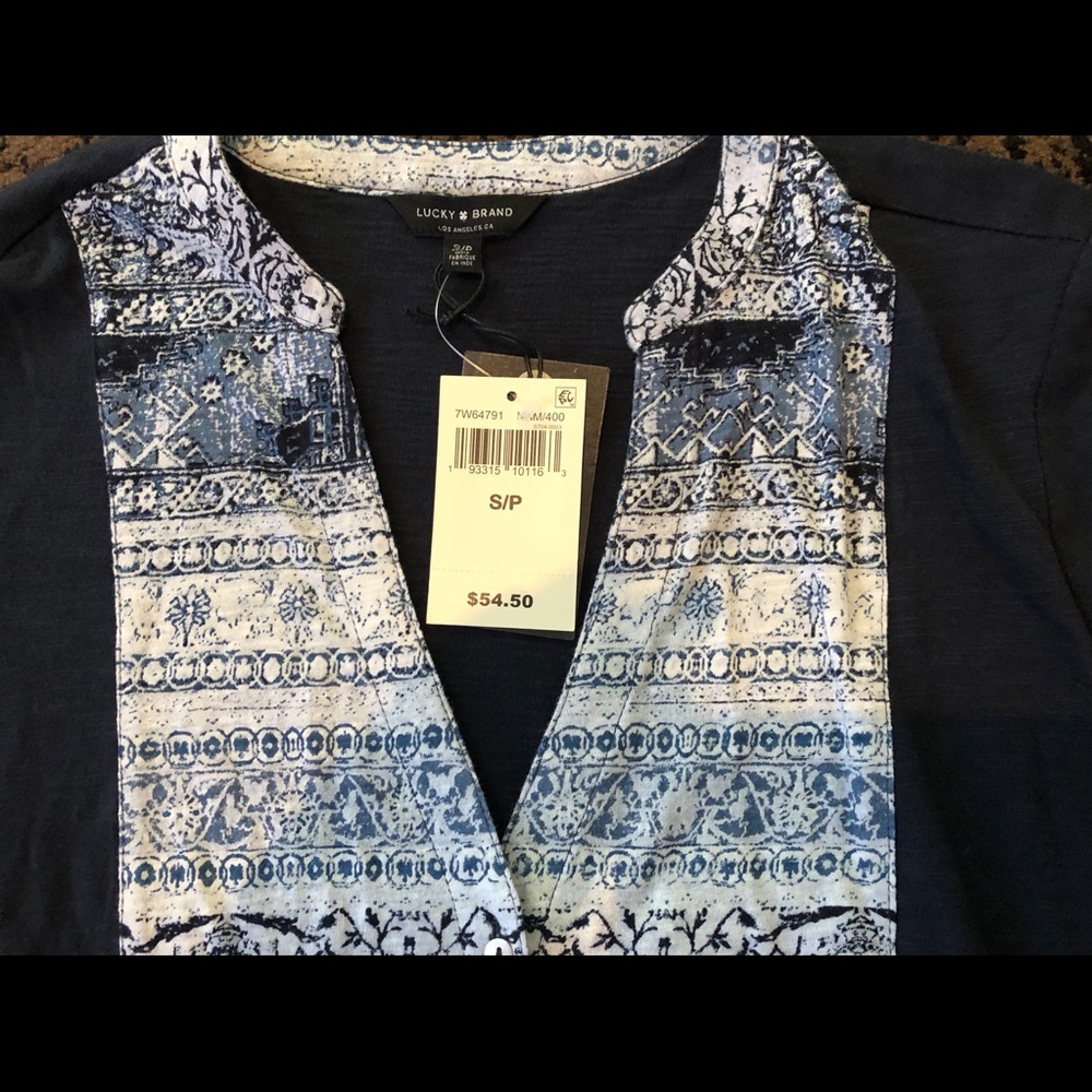 NWT Lucky Brand ethnic print top -S